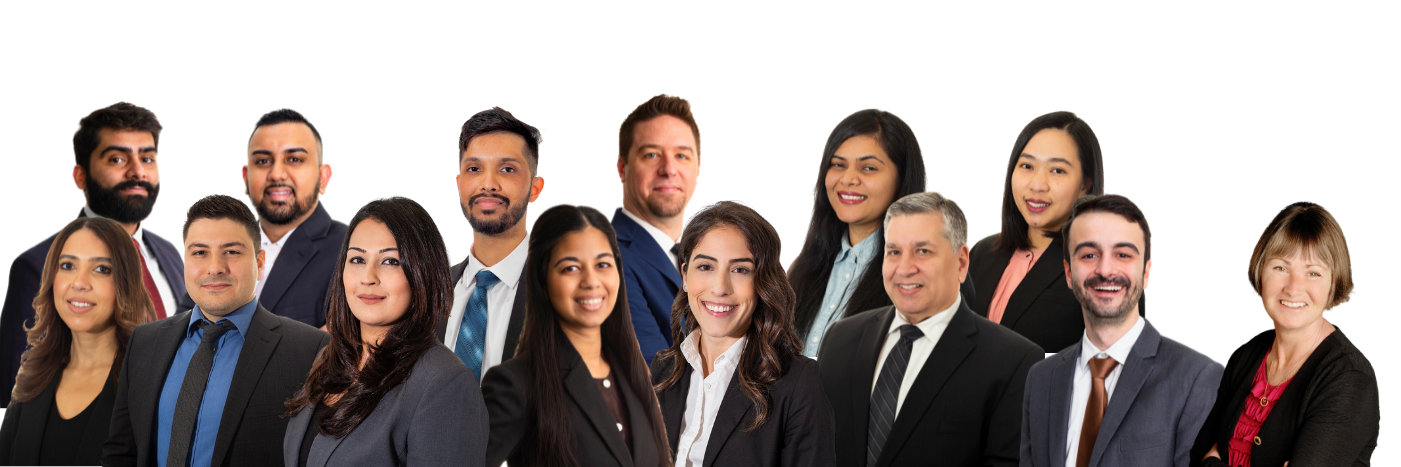 Accounting Team on a white background. Two rows of people dressed professionally.