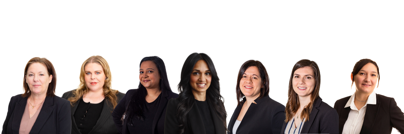 Admin Team on a white background. A row of people dressed professionally.